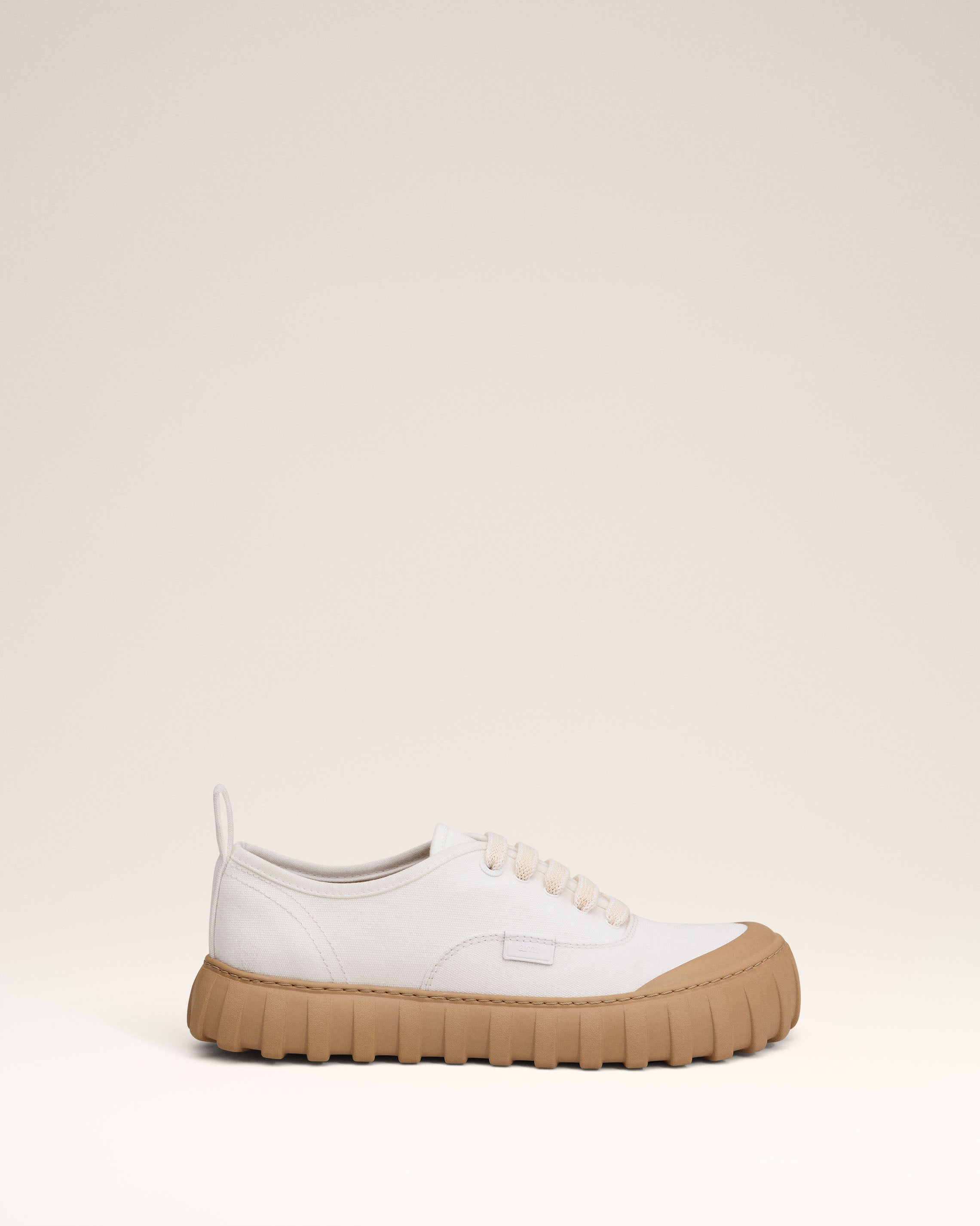 White Cotton Low Top Tempo Canvas Sneakers