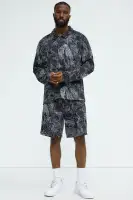 Grainy Tropics Relaxed Knit Shorts(Black/combo,S)