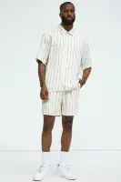 Slub Striped Linen Warm Up Shorts(Cream,S)