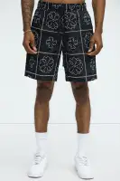 Tropical Bloom Cotton Shorts(Black/combo,S)