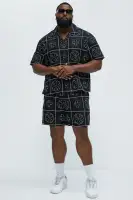 Tropical Bloom Cotton Shorts(Black/combo,S)