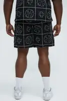 Tropical Bloom Cotton Shorts(Black/combo,S)