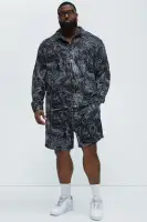 Grainy Tropics Relaxed Knit Shorts(Black/combo,S)