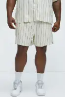 Slub Striped Linen Warm Up Shorts(Cream,S)