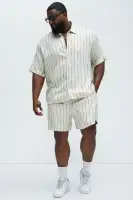 Slub Striped Linen Warm Up Shorts(Cream,S)