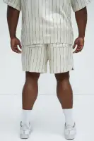 Slub Striped Linen Warm Up Shorts(Cream,S)