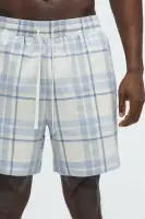 Breezy Cotton Plaid Warm Up Shorts(Blue/combo,S)