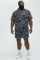 Embroidered Netting Relaxed Shorts(Navy,S)