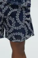 Embroidered Netting Relaxed Shorts(Navy,S)