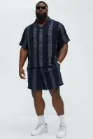 Fray Patchwork Like Shorts(Navy,S)
