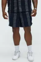 Fray Patchwork Like Shorts(Navy,S)