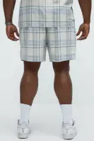 Breezy Cotton Plaid Warm Up Shorts(Blue/combo,S)