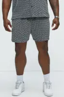 Textured Chenille Pattern Shorts(Black/White,S)