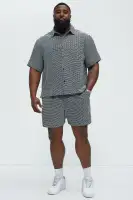 Textured Chenille Pattern Shorts(Black/White,S)