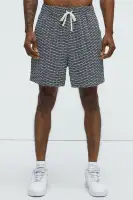 Textured Chenille Pattern Shorts(Black/White,S)