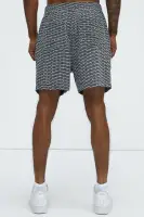 Textured Chenille Pattern Shorts(Black/White,S)