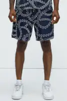 Embroidered Netting Relaxed Shorts