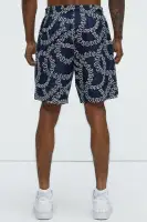 Embroidered Netting Relaxed Shorts(Navy,S)