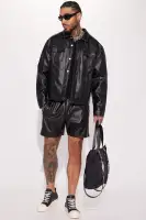Slam Dunk Faux Leather Shorts(Black,S)
