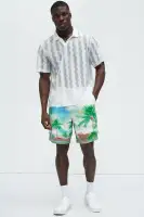 Watercolor Tropics Resort Shorts(White/combo,S)