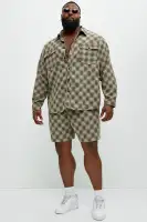 Checkered Jacquard Relaxed Shorts(Taupe/combo,S)