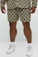Checkered Jacquard Relaxed Shorts(Taupe/combo,S)