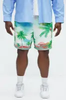 Watercolor Tropics Resort Shorts(White/combo,S)