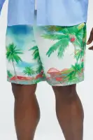 Watercolor Tropics Resort Shorts(White/combo,S)