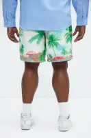 Watercolor Tropics Resort Shorts(White/combo,S)