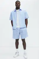 Seersucker Relaxed Shorts(Blue/combo,S)