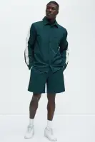 Crinkle Texture Taped Relaxed Shorts(Green,S)