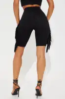 Shake It Up Fringe Biker Short(Black,XS)