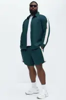Crinkle Texture Taped Relaxed Shorts(Green,S)