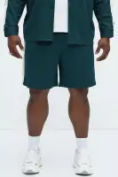 Crinkle Texture Taped Relaxed Shorts(Green,S)