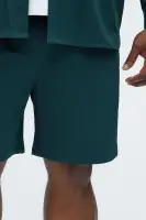 Crinkle Texture Taped Relaxed Shorts(Green,S)