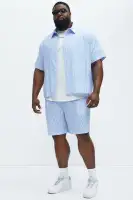 Seersucker Relaxed Shorts(Blue/combo,S)