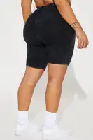 Never Too Late Washed Biker Short(Black,XS)