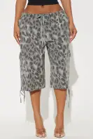 Move In Packs Leopard Bermuda Short(Grey,XS)
