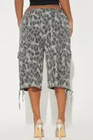 Move In Packs Leopard Bermuda Short(Grey,XS)
