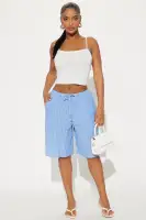 Wherever You Go Pinstripe Linen Bermuda Short