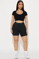 Never Too Late Washed Biker Short