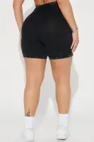 Never Too Late Washed Biker Short(Black,XS)