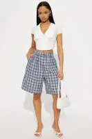 Can't Help My Behavior Plaid Bermuda Short