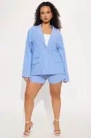 Wherever You Go Pinstripe Linen Short(Blue/combo,XS)