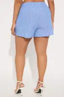 Wherever You Go Pinstripe Linen Short(Blue/combo,XS)