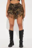 Out To Play Fringe Short(Olive/combo,XS)