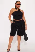 Natasha Linen Bermuda Short(Black,XS)