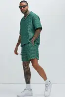 Dimensional Textured Warmup Shorts(Green/combo,S)