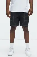 Nylon Contrast Stitch Relaxed Shorts