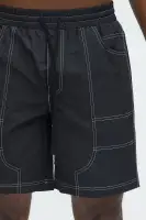 Nylon Contrast Stitch Relaxed Shorts(Black,S)